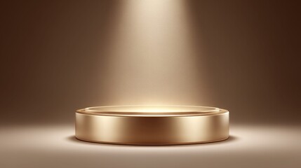 Elegant golden podium illuminated by a spotlight for product display