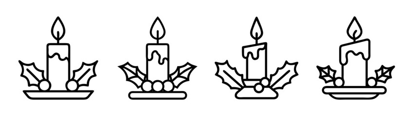 Christmas candles vector illustration with holly leaves and berries holiday season decoration design