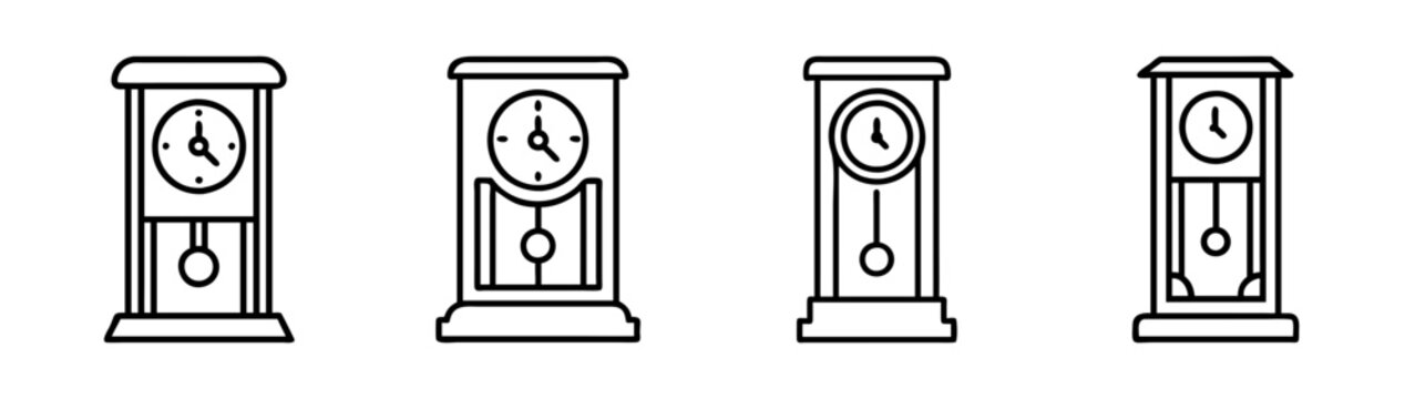 Vintage grandfather clock vector illustration antique time piece design element for home decor and design