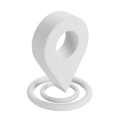 3D White map pin icon, 3D White location icon, 3D White map location pin icon, 3D Illustration. Mockup template. 3D Rendering