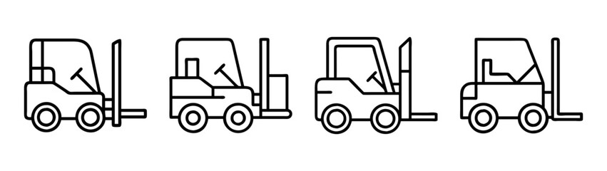 Forklift truck vector icons set material handling equipment warehouse industrial vehicle logistics machinery
