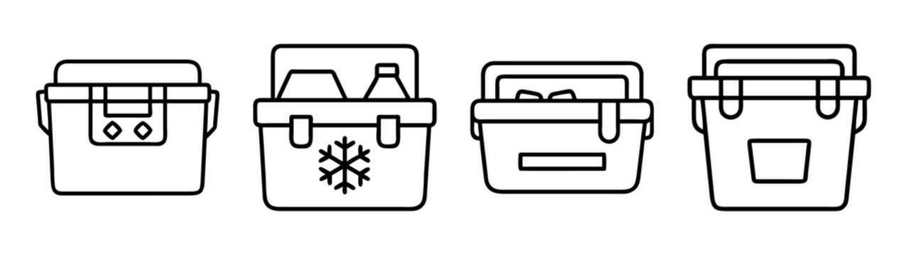 Portable cooler box collection vector illustration ice chest insulated container for travel picnic