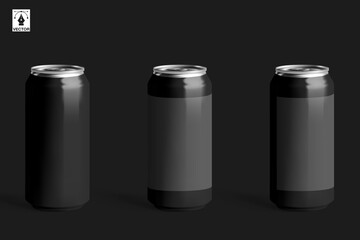 Beer can. Beer can drink packaging aluminum label. Canned product design mockup branding template isolated background.