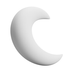 3D White crescent moon icon, 3D Illustration. Mockup template. 3D Rendering