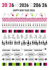 Festive Countdown Party Design with Colorful Decorations and Cheers