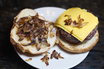 beef minced meat burger as american food 