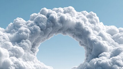 Cloud archway against a bright blue sky, a dreamy and surreal landscape