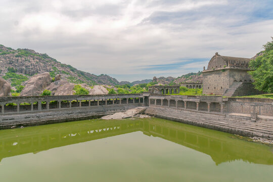 Gingee, Tamil Nadu, India - October 9, 2013: Gingee Fort. the elephant pool