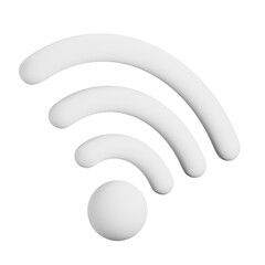 3D White wifi internet icon isolated, wireless icon isolated 3D rendering, Wi-Fi internet symbols in 3D style, 3D Wifi symbol,  3D Illustration. Mockup template.