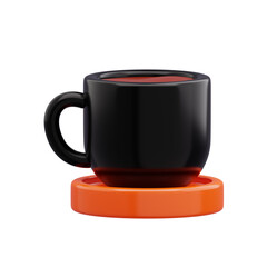3D Render of Coffee Cup on Orange Coaster