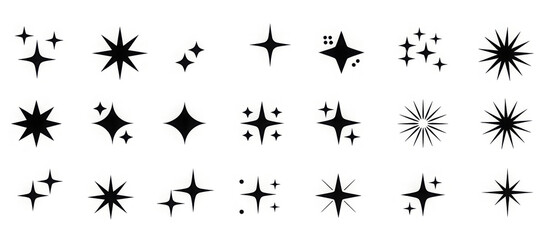 Collection of sparkle star icons simple flat vector design elements isolated on white background for graphic and web design