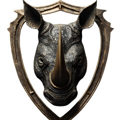 Rhino head trophy isolated on transparent background, a unique and striking decoration