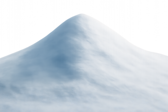 Elevated winter frost snowdrift with a soft peak against a pristine white background, showcasing crisp cold textures