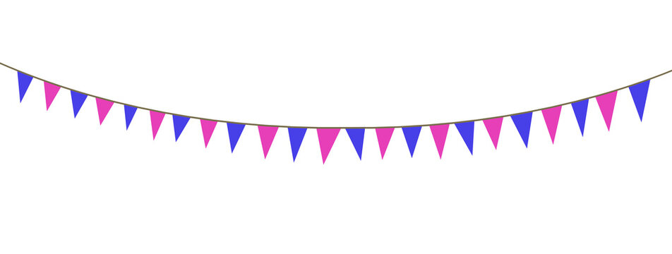 Colorful Bunting Garlands on Transparent Background Celebration Decoration Pennant Banner Illustration Triangular Flag Strings Festive Event Ornaments Decorative Hanging 