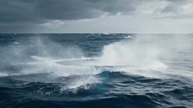 Majestic Humpback Whale Breeching and Tail Slap in Choppy Ocean Waters