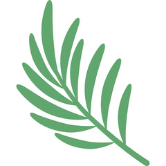 Minimalist Green Leaf Botanical Illustration Simple Elegant Plant Stem With Multiple Elongated Leaves Vector Art Isolated On Transparent Background