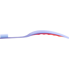 Minimalist Graphic Illustration of a Blue Toothbrush with a White Bristle Head on a Clean Transparent Background