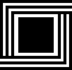 Concentric squares in black and white, creating an optical illusion with geometric shapes and contrasting lines.