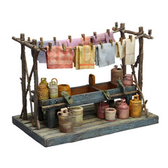 Old west laundry place isolated on transparent background, a vintage and rustic scene