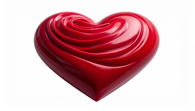 Czerwono wiśniowe serce o falistej powierzchni i białym tle jako symbol zakochanych i walentynek. 
