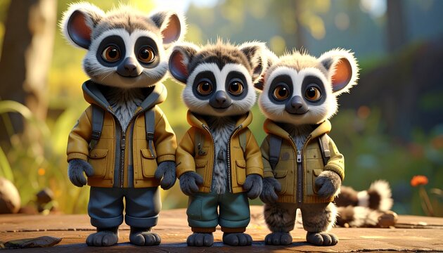 Lemury - figurki do zabawy dla najmłodszych