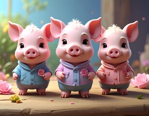 Figurki świnek do zabawy dla najmłodszych dzieci. Figurki świnek do pokoju dziecięcego.