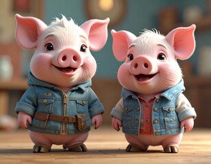 Figurki świnek do zabawy dla najmłodszych dzieci. Figurki świnek do pokoju dziecięcego.