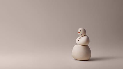 Minimalist snowman made of smooth white stone, concept of adaptation and simplicity