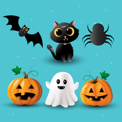 hallaween set without background, isolated