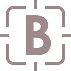 Monogram Letter B Inside a Square Target Frame with Transparent Background