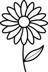 Minimalist Daisy Flower Line Art Illustration for Botanical and Educational Use