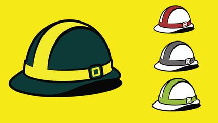 Fototapeta premium Pith Helmet or Safari Hat Icon Set on Yellow Background - Vector Illustration