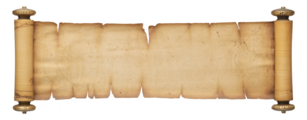 Scroll of old parchment paper isolated on white 
