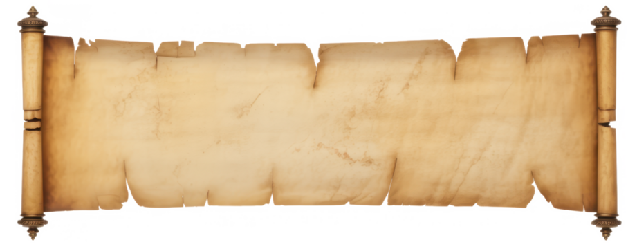 Scroll of old parchment paper isolated on white 
