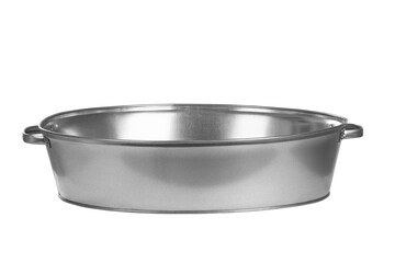 galvanized metal basin with handles, bathtub, laundry and washing container, insulated on a white background