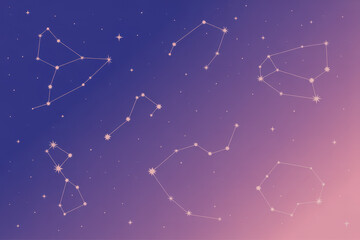 Fototapeta premium Minimalist Violet to Rose Constellation Gradient Background 