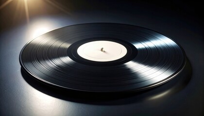 Obraz premium Minimalist shot of a vinyl record symbolizing retro music culture, analog sound revival and nostalgic lifestyle trends in modern creative environments