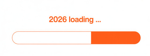 Loading bar illustration showing progress for the year 2026 vector design element isolated on white background