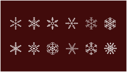 雪の結晶アイコンベクターセット 白いスノーフレークのシンボル集｜Snowflake vector icon set – White winter crystal symbols