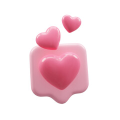3D Render of Pink Heart Notification Icon