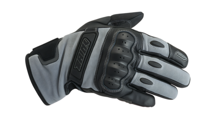 Black and Gray Motorcycle Gloves with Protective Padding and Knuckle Guards
