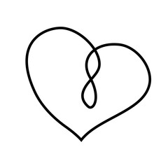 Heart infinity icon. Love forever vector. Romantic symbol element. Continuous line drawing.