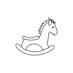Rocking horse icon. Childhood toy vector. Vintage game symbol. Wooden animal element.