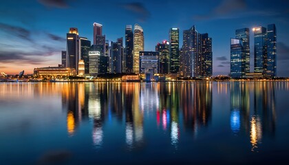 Fototapeta premium Singapore Marina Reflections at Night