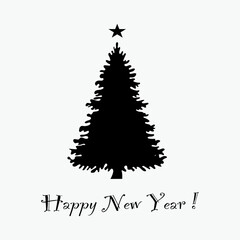 Christmas tree element. Happy New Year text. Holiday celebration vector. Festive season symbol.