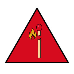 Candle warning sign. Fire danger vector. Caution alert symbol. Triangle flame element.