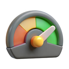 Scale with an arrow 3d icon. Credit rating. Speedometer. Isolated object on a transparent background