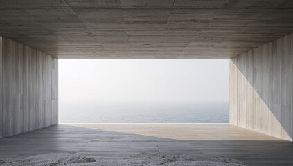 Abstract Concrete Structure with Sea View Minimalist Architectural Design.
