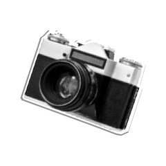 Halftone vintage photo camera collage