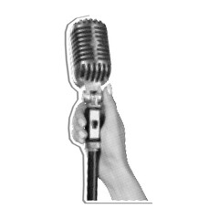 Hand holding microphone Halftone isolated